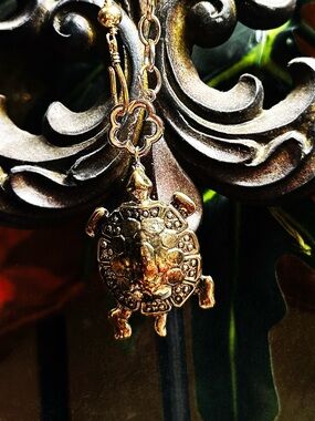 Gold Statement Necklace, Gold Desert Turtle